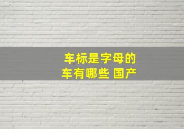 车标是字母的车有哪些 国产